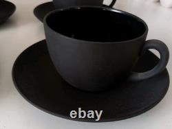 Wedgewood Demitasse Black Basalt Set Of 4 Cups and 4 Saucers HARD TO FIND