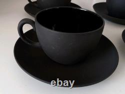 Wedgewood Demitasse Black Basalt Set Of 4 Cups and 4 Saucers HARD TO FIND