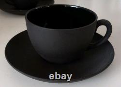 Wedgewood Demitasse Black Basalt Set Of 4 Cups and 4 Saucers HARD TO FIND