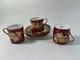 Wedgewood Ruby Tonquin Red/gold Floral Demitasse Cup & Saucer Set Of 12