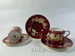 Wedgewood Ruby Tonquin Red/Gold Floral DemiTasse Cup & Saucer Set of 12