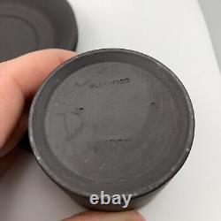 Wedgwood Basalt Black Matte Glossy 4 Demitasse Espresso Cups 4 Saucers 8pc