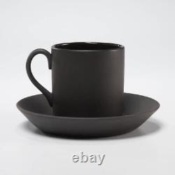 Wedgwood Basalt Black Matte Glossy 6 Demitasse Espresso Cups 6 Saucers 12p Lot F