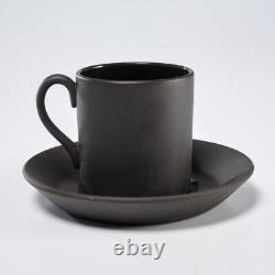 Wedgwood Basalt Black Matte Glossy 6 Demitasse Espresso Cups 6 Saucers 12p Lot G