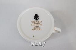 Wedgwood Black Columbia Demitasse 3 Cups and 4 Saucers Free USA Shipping