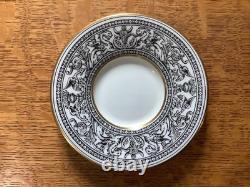 Wedgwood Black Florentine bone china 4 demitasse cups & saucers W4312