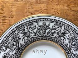 Wedgwood Black Florentine bone china 4 demitasse cups & saucers W4312