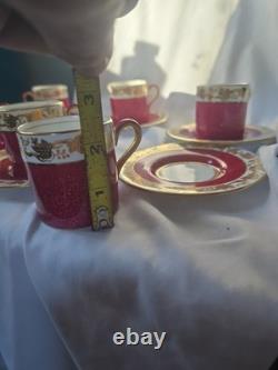 Wedgwood Bone China Demitasse Set of 6 Ruby Red Gold Gilt England