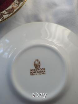 Wedgwood Bone China Demitasse Set of 6 Ruby Red Gold Gilt England