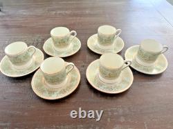Wedgwood Bone China Gold Columbia Sage Green Set of 6 Demitasse Espresso