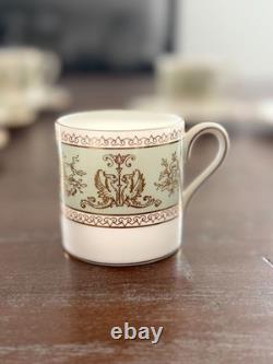 Wedgwood Bone China Gold Columbia Sage Green Set of 6 Demitasse Espresso