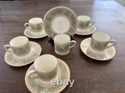 Wedgwood Bone China Gold Columbia Sage Green Set of 6 Demitasse Espresso