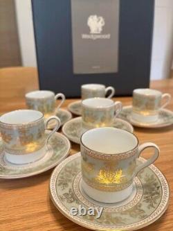 Wedgwood Columbia Sage Green Demitasse Cup Saucer 6 Set