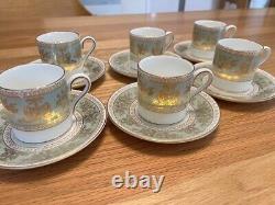 Wedgwood Columbia Sage Green Demitasse Cup Saucer 6 Set