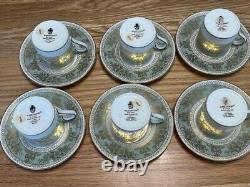 Wedgwood Columbia Sage Green Demitasse Cup Saucer 6 Set