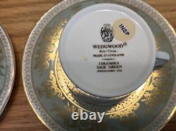 Wedgwood Columbia Sage Green Demitasse Cup Saucer 6 Set