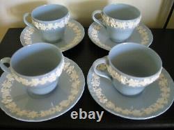 Wedgwood Cream On Lavender Queens Ware Demitasse Tea Cup & Saucer Set Of 4