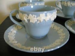 Wedgwood Cream On Lavender Queens Ware Demitasse Tea Cup & Saucer Set Of 4