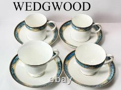 Wedgwood Curzon Demitasse Cups & Saucers Set 4 Discontinued Fine China