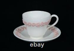 Wedgwood Embossed Pink On Cream Grapes Queen's Ware Demitasse Cup & Saucer Set