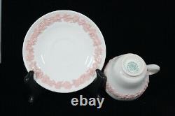 Wedgwood Embossed Pink On Cream Grapes Queen's Ware Demitasse Cup & Saucer Set