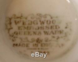 Wedgwood Embossed Queens Ware 7 FOOTED DEMITASSE CUPS and 8 SAUCERS