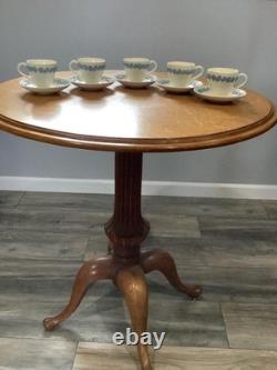 Wedgwood Embossed Queensware lavender on cream smooth 5 demitasse cups & saucers