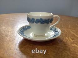 Wedgwood Embossed Queensware lavender on cream smooth 5 demitasse cups & saucers