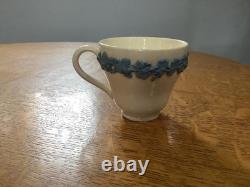 Wedgwood Embossed Queensware lavender on cream smooth 5 demitasse cups & saucers