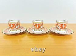 Wedgwood Florentine Orange Demitasse Cups & Saucers Set of 3 Rare