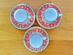 Wedgwood Florentine Orange Demitasse Cups & Saucers Set of 3 Rare