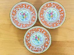 Wedgwood Florentine Orange Demitasse Cups & Saucers Set of 3 Rare