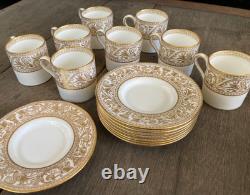 Wedgwood Gold Florentine 8 Demitasse Cups 8 Saucers Dragon Bone China Espresso