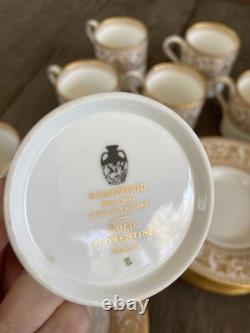Wedgwood Gold Florentine 8 Demitasse Cups 8 Saucers Dragon Bone China Espresso
