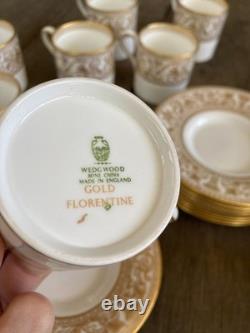 Wedgwood Gold Florentine 8 Demitasse Cups 8 Saucers Dragon Bone China Espresso