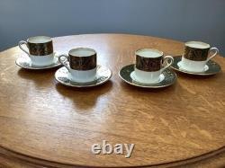 Wedgwood Green Florentine bone china 4 demitasse cups and saucers W4170