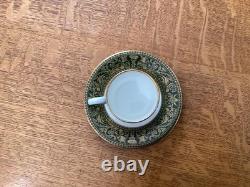 Wedgwood Green Florentine bone china 4 demitasse cups and saucers W4170