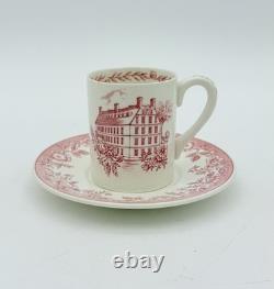 Wedgwood Harvard College 1636 6 Pink Demitasse Cups Saucers