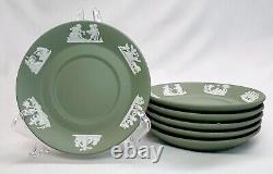 Wedgwood Jasperware Cream on Celadon Green Set of 6 Demitasse Cups Saucers-Mint