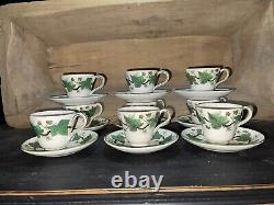 Wedgwood Napoleon Ivy Green Queen's Ware Demitasse Cups & Saucers Sets (9)