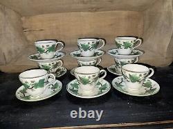Wedgwood Napoleon Ivy Green Queen's Ware Demitasse Cups & Saucers Sets (9)