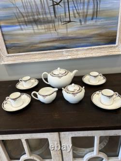 Wedgwood Osborne 13 Pc Set Tea Pot / Sugar Pot / Creamer/demitasse Cups/saucers