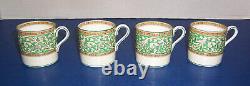 Wedgwood Praze Green Floral Center 4 Demitasse Cups 4 Saucers England Excellent