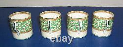 Wedgwood Praze Green Floral Center 4 Demitasse Cups 4 Saucers England Excellent