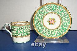 Wedgwood Praze Green Floral Center 4 Demitasse Cups 4 Saucers England Excellent