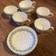 Wedgwood Queensware Celadon Green On Cream 6 Demitasse Cups & 6 Saucers