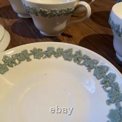 Wedgwood Queensware Celadon Green on Cream 6 Demitasse Cups & 6 Saucers