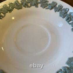 Wedgwood Queensware Celadon Green on Cream 6 Demitasse Cups & 6 Saucers