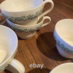 Wedgwood Queensware Celadon Green on Cream 6 Demitasse Cups & 6 Saucers