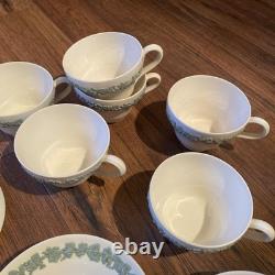 Wedgwood Queensware Celadon Green on Cream 6 Demitasse Cups & 6 Saucers